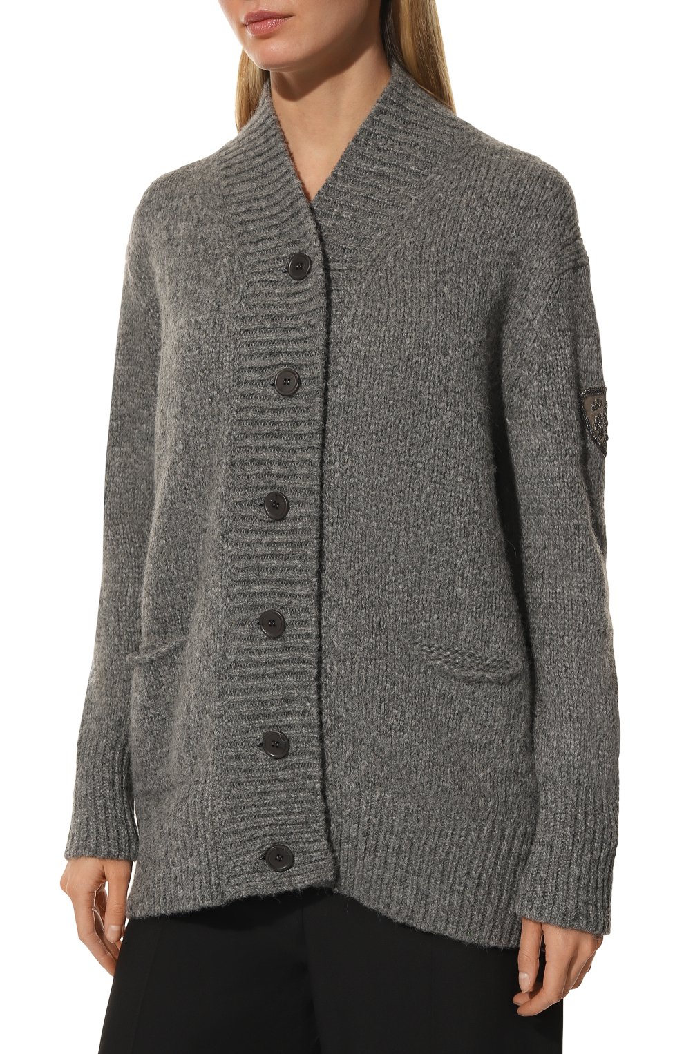 Кардиган ERMANNO SCERVINO серого цвета по цене 92050 руб., арт. D414M505CBBBN, фото 3 Кардиган ERMANNO SCERVINO, арт. D414M505CBBBN, фото 3
