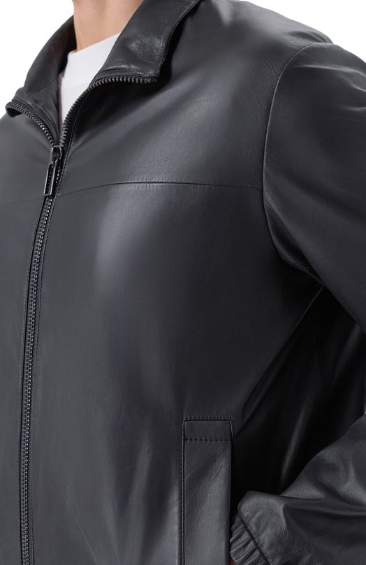 Кожаный бомбер Emporio Armani 01R55P/01P54 Синий  01R55P/01P54 Фото 5
