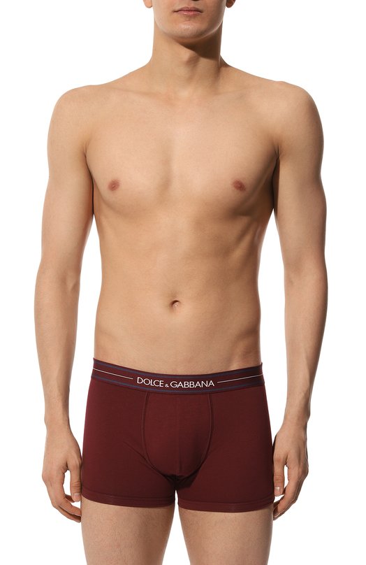 Хлопковые боксеры Dolce & Gabbana M4F32J/0NP19 Бордовый  M4F32J/0NP19 Фото 2