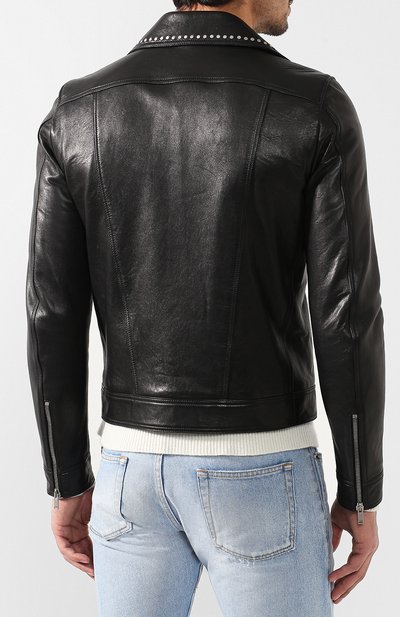 Кожаная куртка на косой молнии SAINT LAURENT, арт. 530739/YC2P0, фото 4