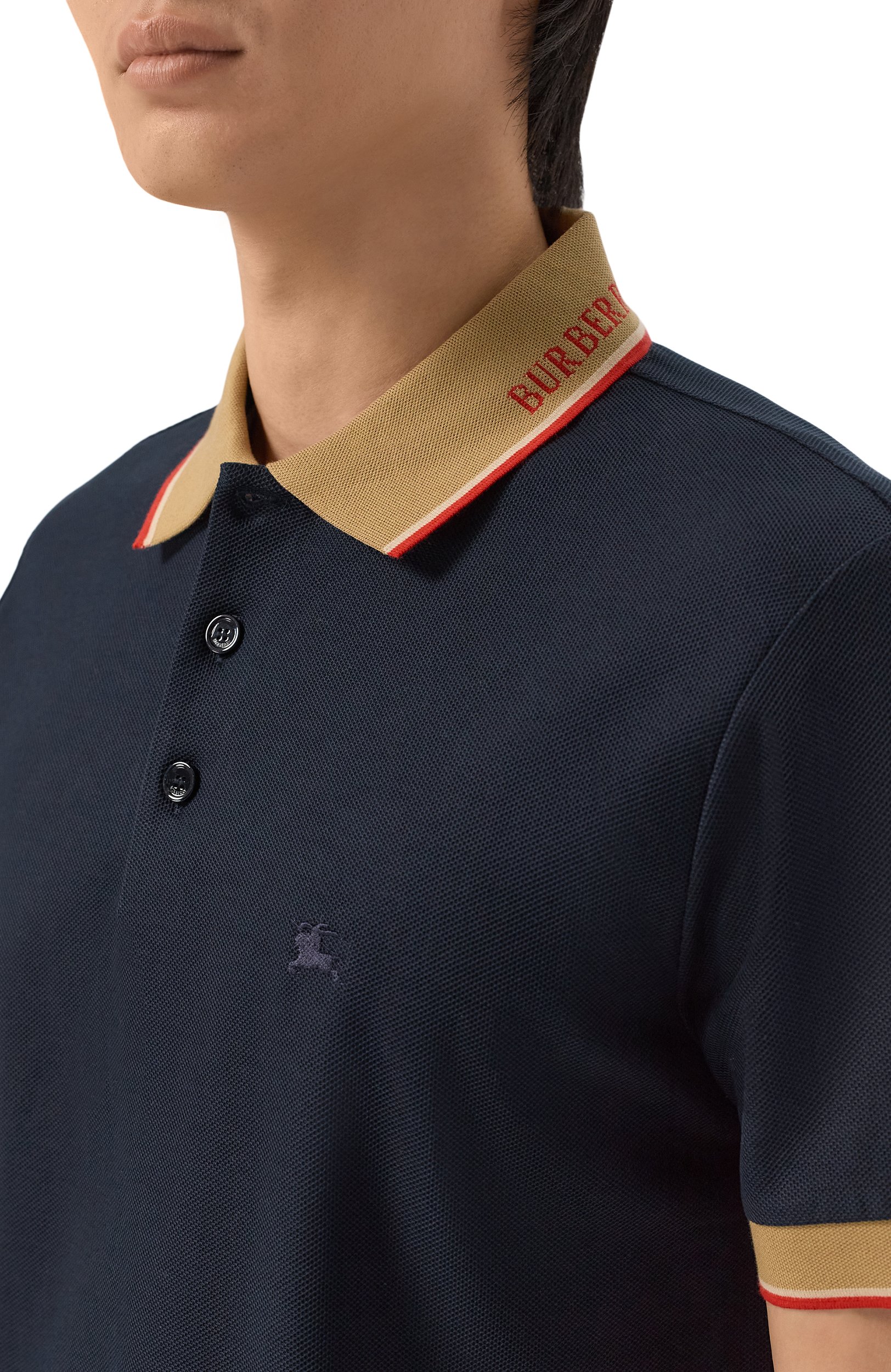 Хлопковое поло BURBERRY синего цвета по цене 73150 руб., арт. 8125523, фото 5 Хлопковое поло BURBERRY, арт. 8125523, фото 5