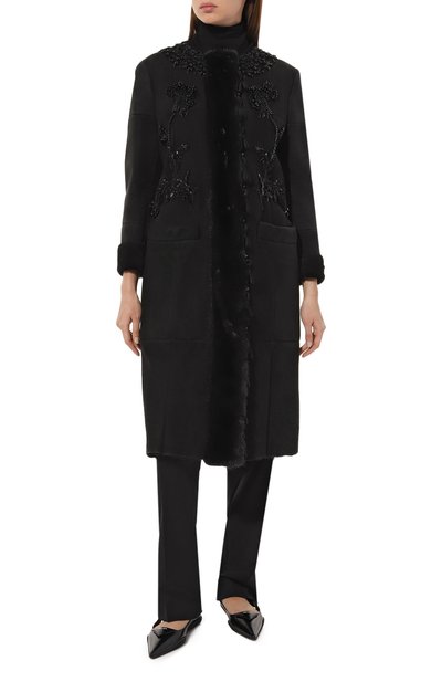 Пальто с отделкой из меха норки PRADA, арт. 56736-1MIV-F0002, фото 3