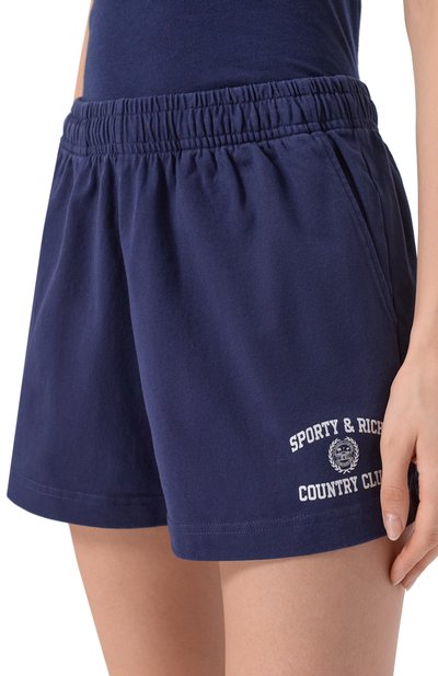 Хлопковые шорты SPORTY AND RICH темно-синего цвета по цене 17150 руб., арт. SH03776218BL106, фото 5 Хлопковые шорты SPORTY AND RICH, арт. SH03776218BL106, фото 5