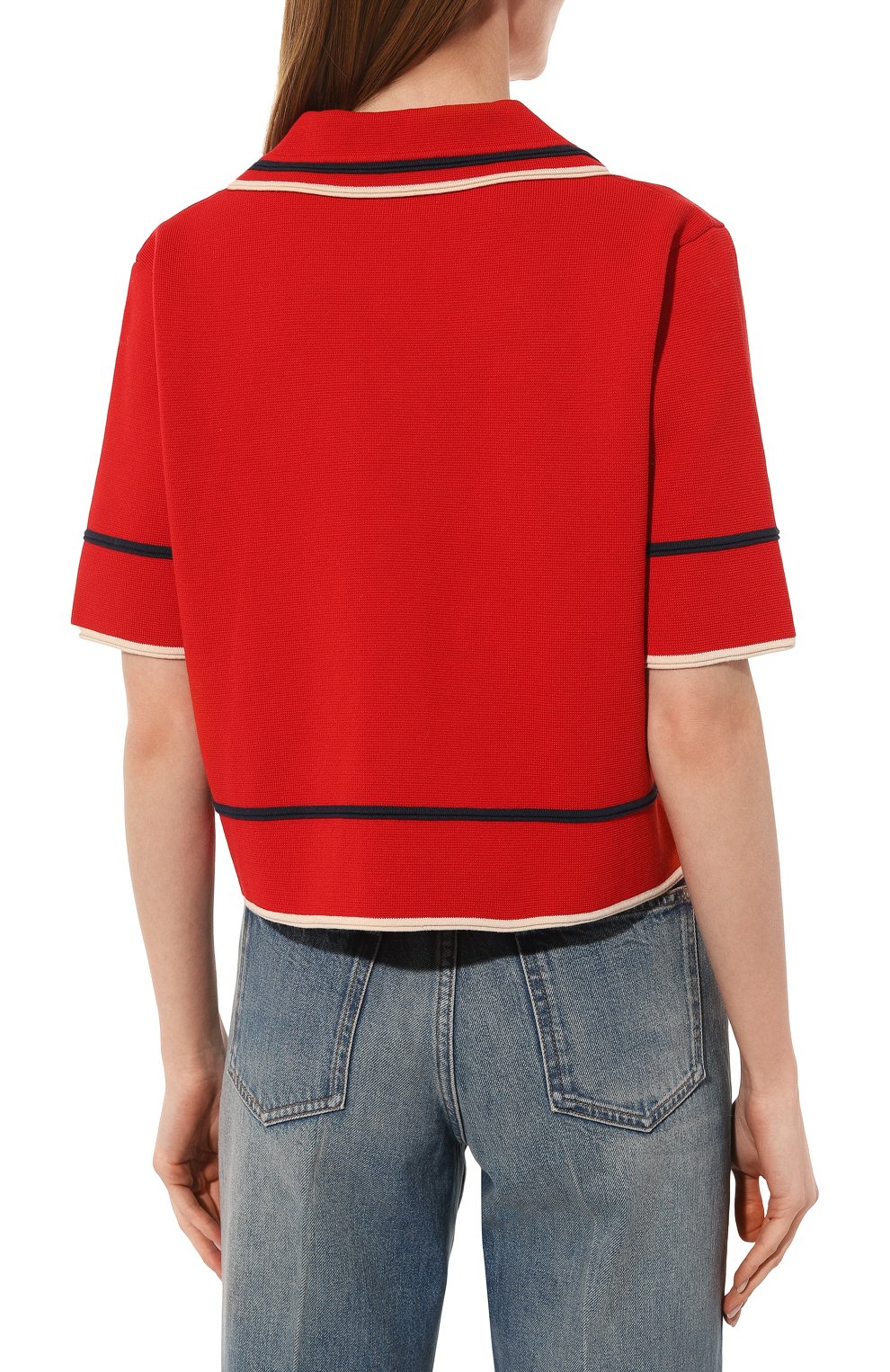 Поло из хлопка и шелка GUCCI, арт. 658364 XKBSK, фото 4