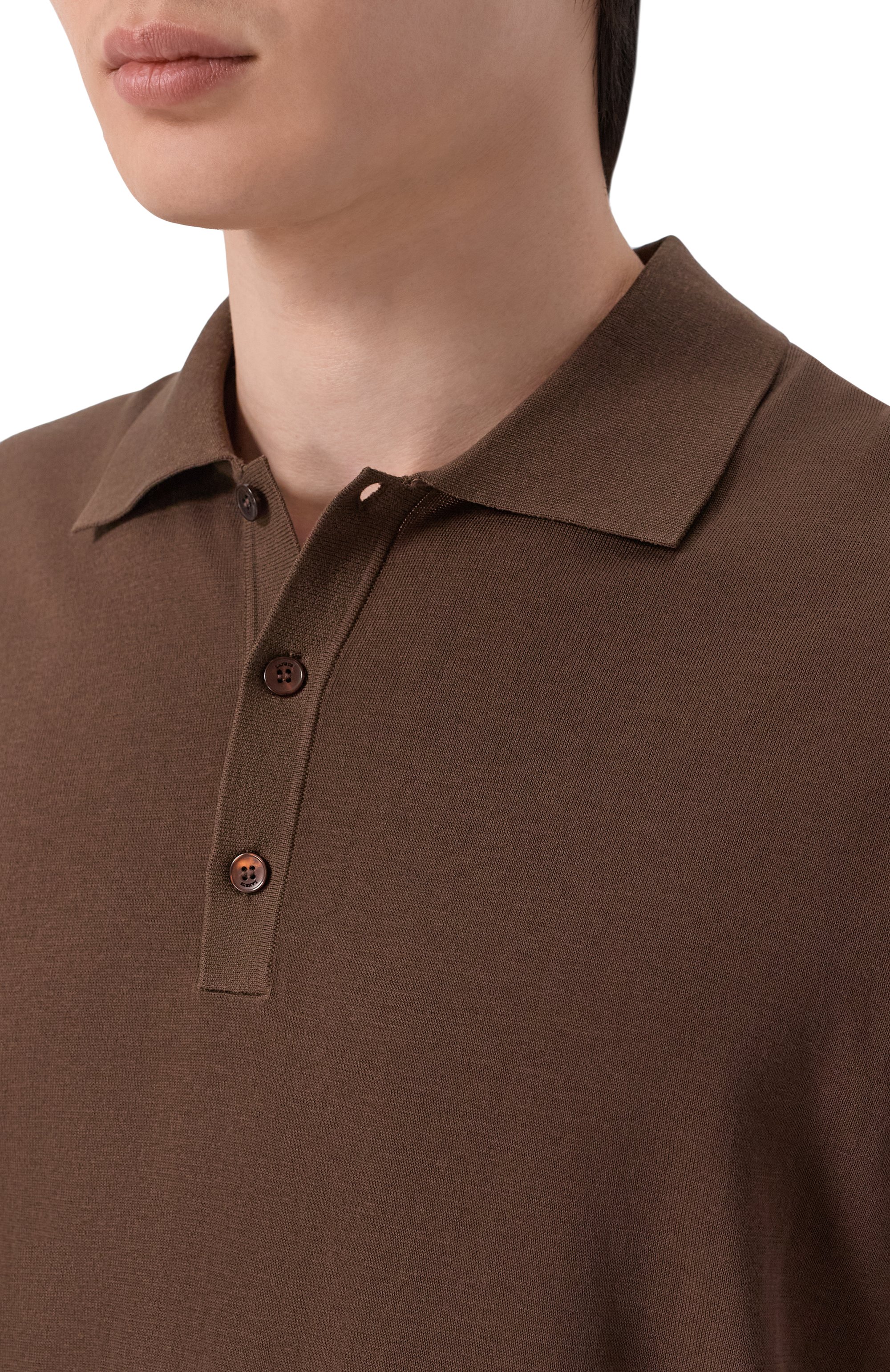 Хлопковое поло LANEUS темно-коричневого цвета по цене 26650 руб., арт. S6LAMAKP015, фото 5 Хлопковое поло LANEUS, арт. S6LAMAKP015, фото 5