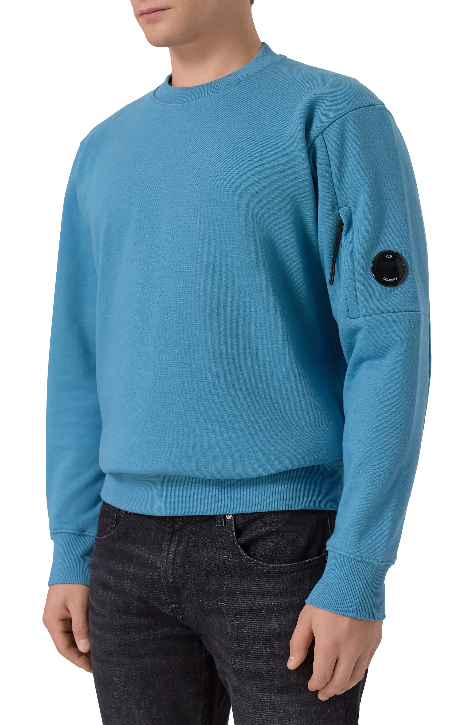 Хлопковый свитшот C.P. COMPANY голубого цвета по цене 22200 руб., арт. 19CMSS713A005086W, фото 3 Хлопковый свитшот C.P. COMPANY, арт. 19CMSS713A005086W, фото 3