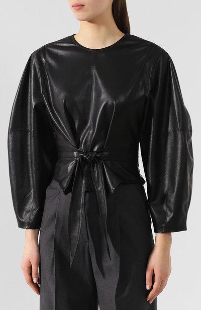 Топ с поясом NANUSHKA, арт. C0RSA_BLACK_VEGAN LEATHER VEGAN LEATHER, фото 3
