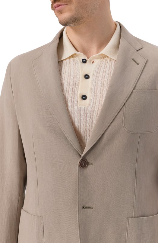 Льняной пиджак Giorgio Armani GM000140/TE10954 Бежевый  GM000140/TE10954 Фото 6