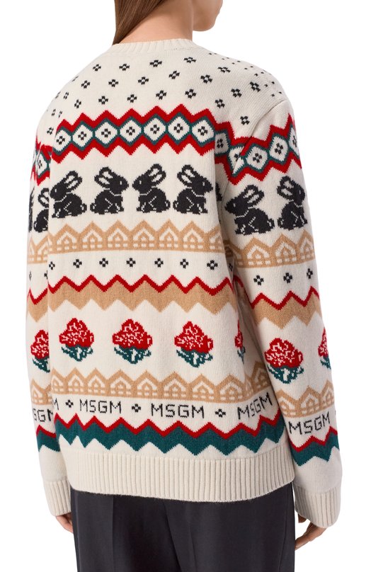 Свитер из шерсти и кашемира MSGM 3941MDM224/257750 Кремовый  3941MDM224/257750 Фото 4