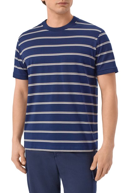 Хлопковая футболка PAUL&SHARK темно-синего цвета по цене 29150 руб., арт. 26411009, фото 3 Хлопковая футболка PAUL&SHARK, арт. 26411009, фото 3