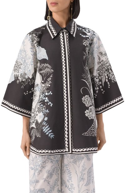 Хлопковая рубашка ELIE SAAB черно-белого цвета по цене 129500 руб., арт. SH077, фото 3 Хлопковая рубашка ELIE SAAB, арт. SH077, фото 3