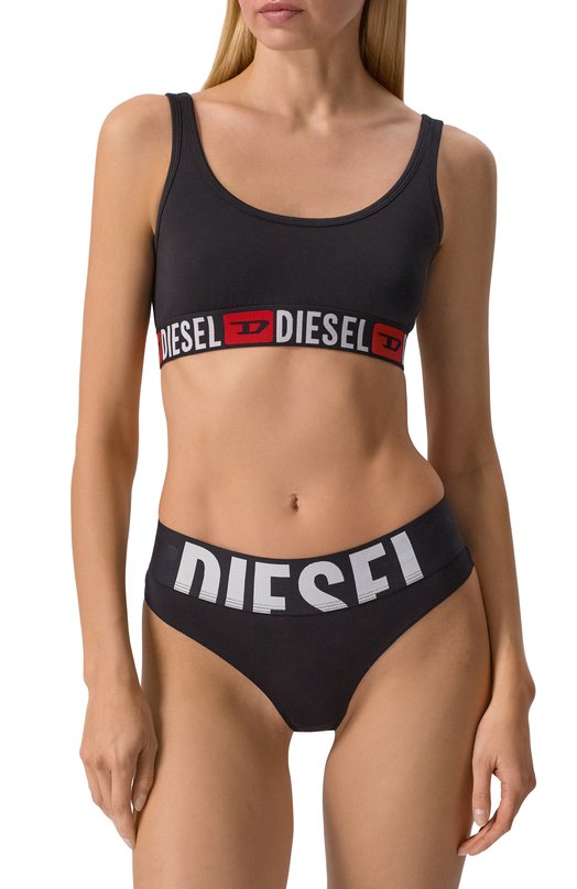 Комплект из трех хлопковых трусов-стрингов Diesel 00SE0K/0HMAU Чёрный  00SE0K/0HMAU Фото 2