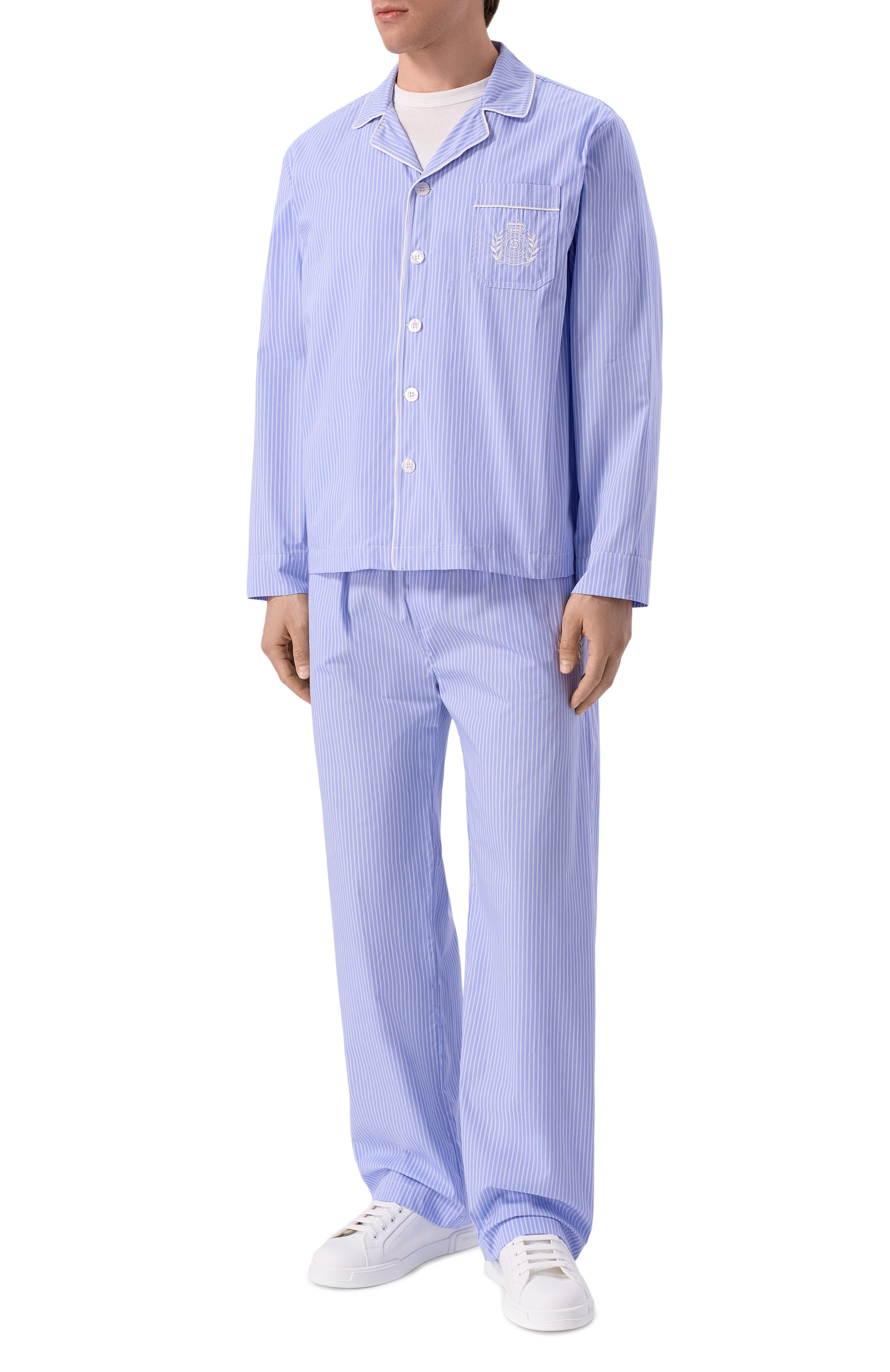 Хлопковая сорочка SPORTY AND RICH голубого цвета по цене 31450 руб., арт. SI02176243ST02/M, фото 2 Хлопковая сорочка SPORTY AND RICH, арт. SI02176243ST02/M, фото 2