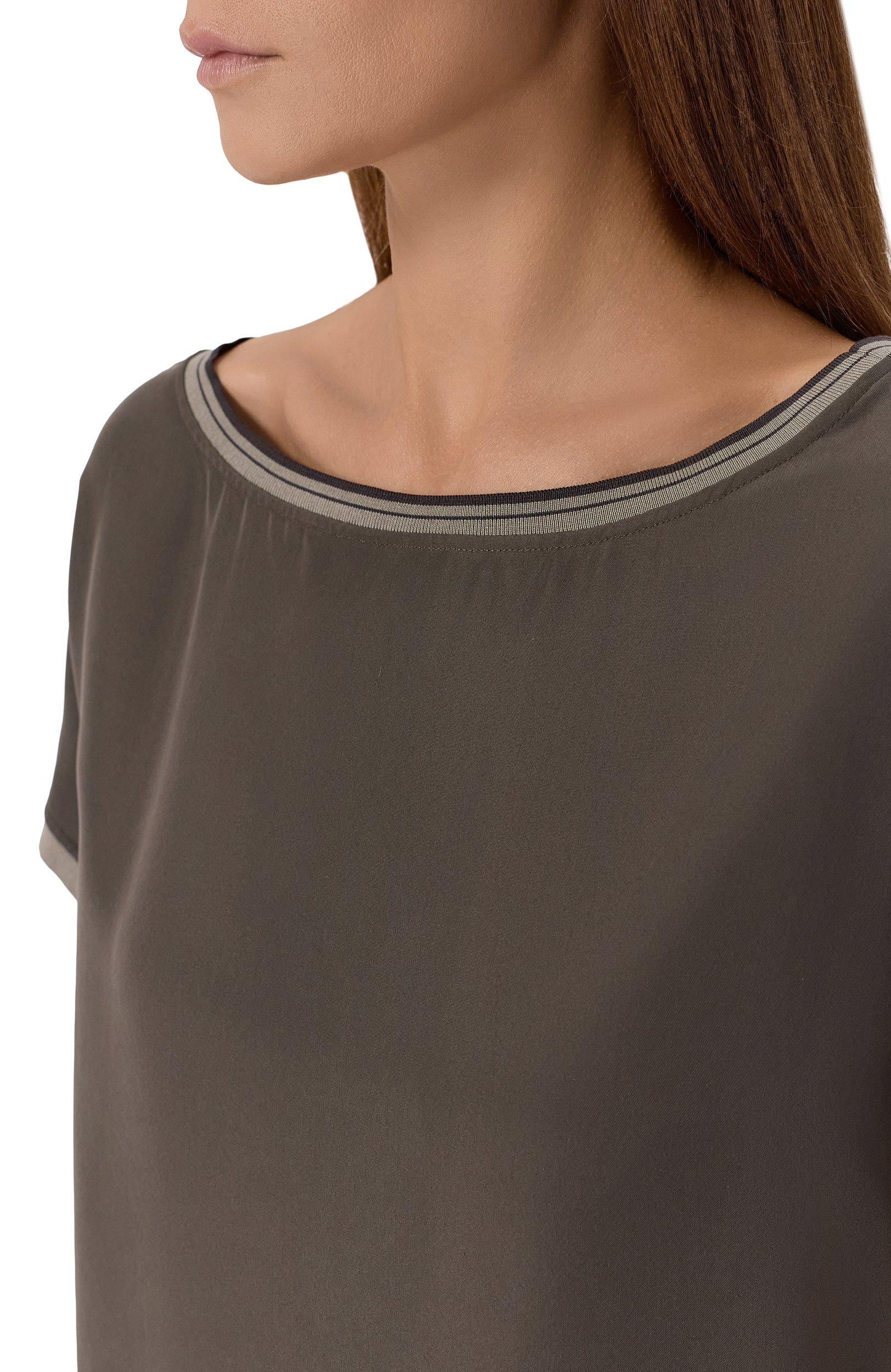 Шелковый топ GIORGIO ARMANI темно-серого цвета по цене 158000 руб., арт. GW003910/TE13643, фото 5 Шелковый топ GIORGIO ARMANI, арт. GW003910/TE13643, фото 5