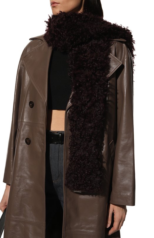 Меховой шарф из овчины DROMe Красный, фото 2