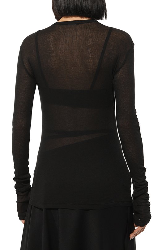 Хлопковый лонгслив Ann Demeulemeester 2402-W-JTS12-35-FA434-002 Чёрный  2402-W-JTS12-35-FA434-002 Фото 4