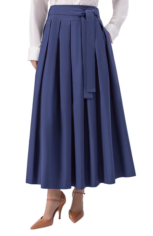 Хлопковая юбка Weekend Max Mara AGIATE Синий  AGIATE Фото 3
