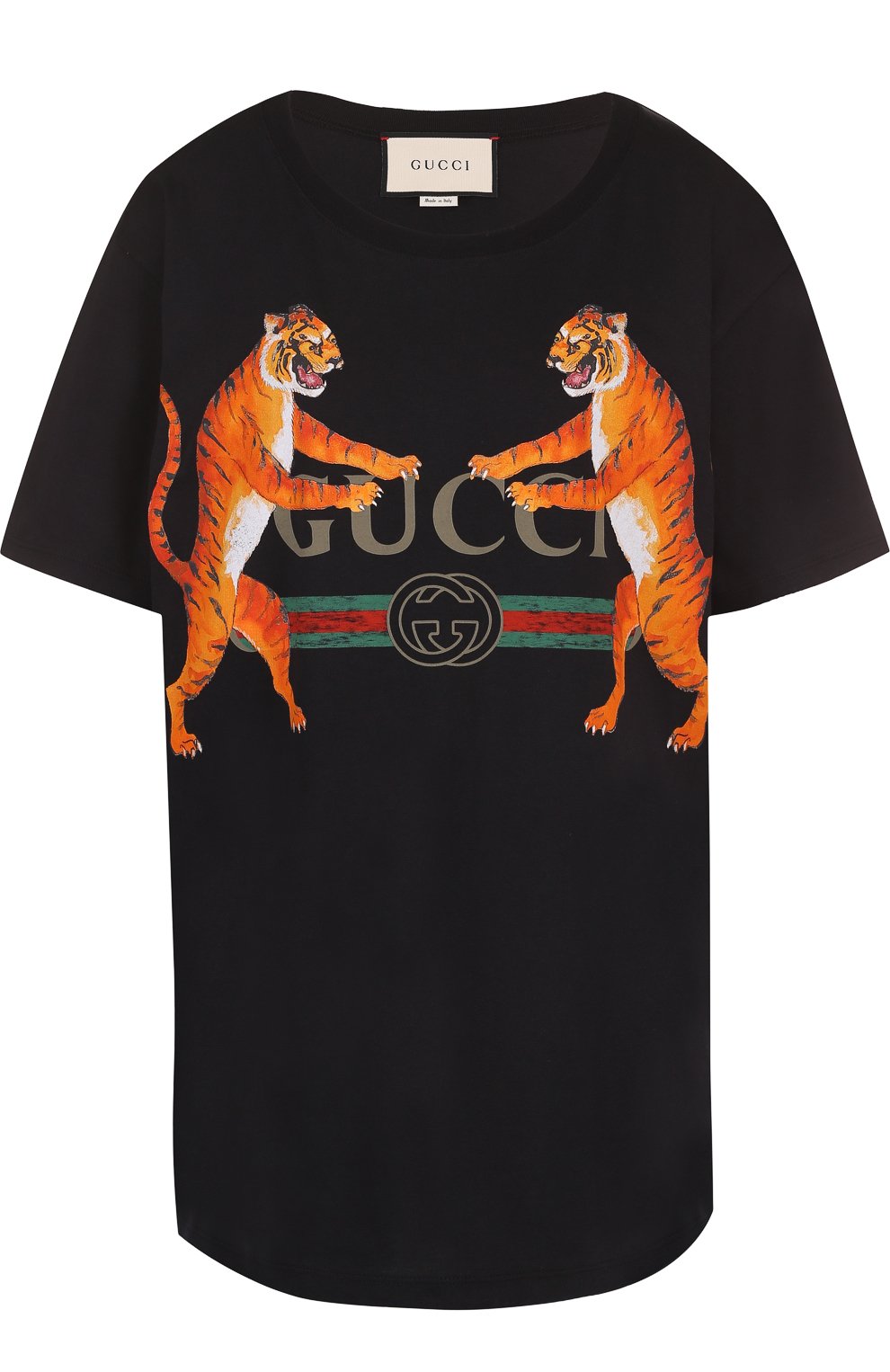 Хлопковая футболка свободного кроя с принтом GUCCI, арт. 492347/X3L16, фото 1