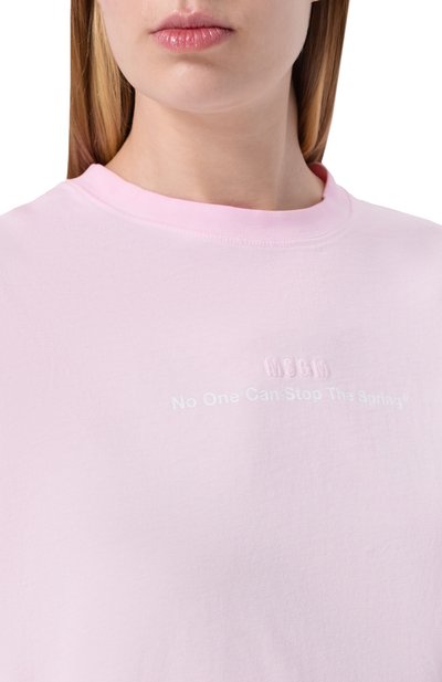 Хлопковая футболка MSGM розового цвета по цене 23300 руб., арт. 4041MDM141SE/267286, фото 5 Хлопковая футболка MSGM, арт. 4041MDM141SE/267286, фото 5