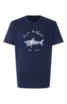 Мужская хлопковая футболка PAUL&SHARK темно-синего цвета, арт. 25411089 | Фото 1 (Рукава: Короткие; Длина (для топов): Стандартные; Материал внешний: Хлопок; Стили: Кэжуэл; Принт: С принтом; Мужское Кросс-КТ: Футболка-одежда; Кросс-КТ: Джерси)