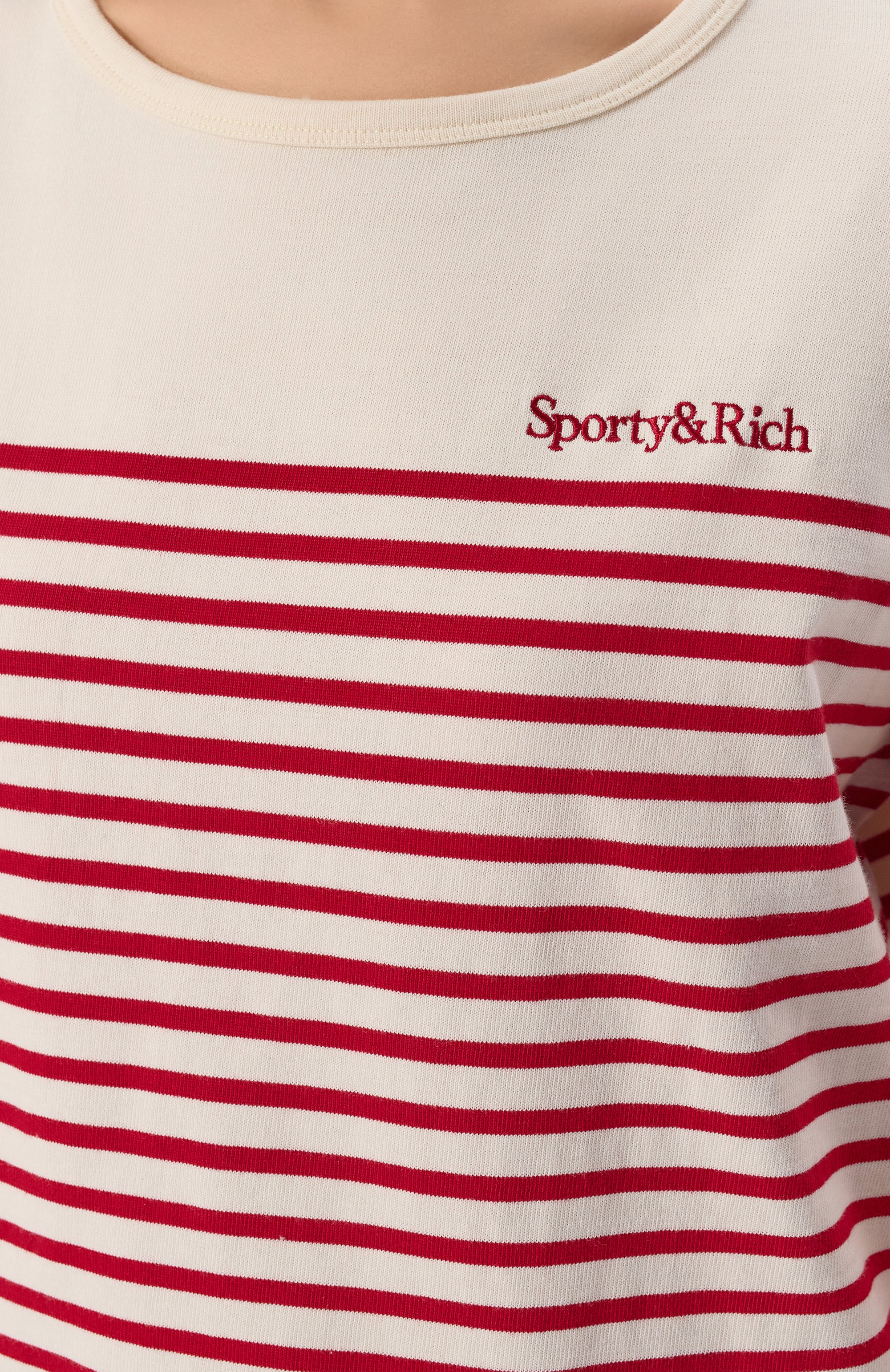 Хлопковый лонгслив SPORTY AND RICH кремового цвета по цене 15800 руб., арт. T0035508300ST15, фото 5 Хлопковый лонгслив SPORTY AND RICH, арт. T0035508300ST15, фото 5