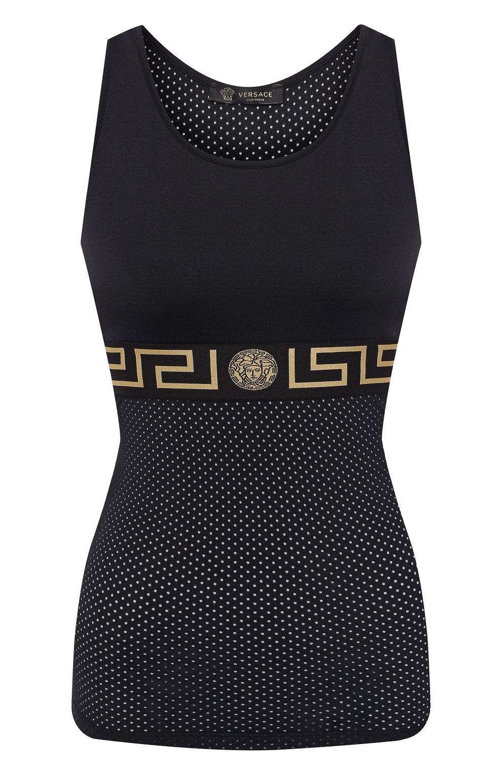 Топ с перфорированием VERSACE черного цвета по цене 21050 руб., арт. AUD01036/AN00179, фото 1 Топ с перфорированием VERSACE, арт. AUD01036/AN00179, фото 1