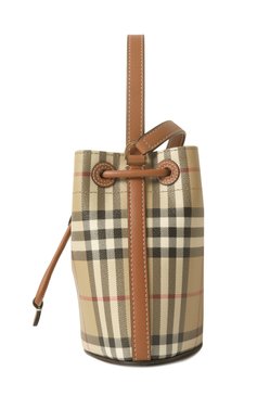 Женская сумка bucket mini BURBERRY бежевого цвета, арт. 8100486 | Фото 4 (Драгоценные камни: Проставлено; Ремень/цепочка: На ремешке; Материал: Текстиль, Экокожа; Размер: mini; Материал сплава: Проставлено)