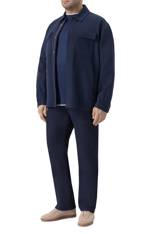 Футболка из шелка и хлопка Brunello Cucinelli MD8217427W Синий  MD8217427W Фото 2