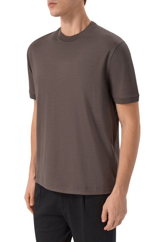 Шерстяная футболка Canali T0908/MJ02338 Коричневый  T0908/MJ02338 Фото 3