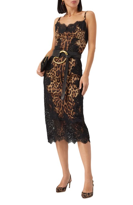 Топ из шелка и хлопка Dolce & Gabbana F72K9T/FSAXY Леопардовый  F72K9T/FSAXY Фото 2