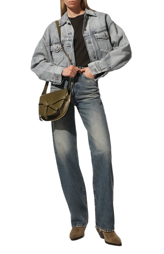 Сумка Gate из кожи крокодила Loewe Хаки, фото 7