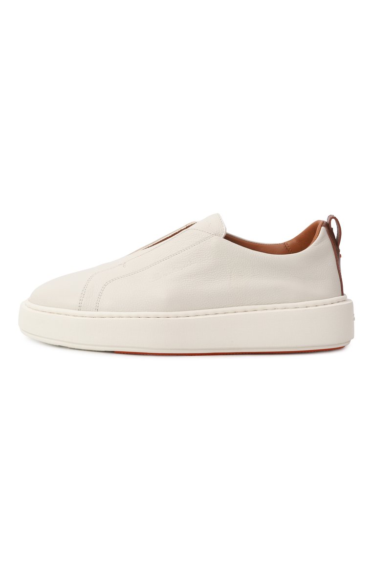 Женские кожаные кеды SANTONI молочного цвета, арт. WBCG61323BARTLLK | Фото 4 (Драгоценные кам�ни: Проставлено; Материал внешний: Натуральная кожа; Материал сплава: Проставлено; Подошва: Платформа; Стили: Кэжуэл; Кросс-КТ: Низкие; Материал утеплителя: Без утеплителя)