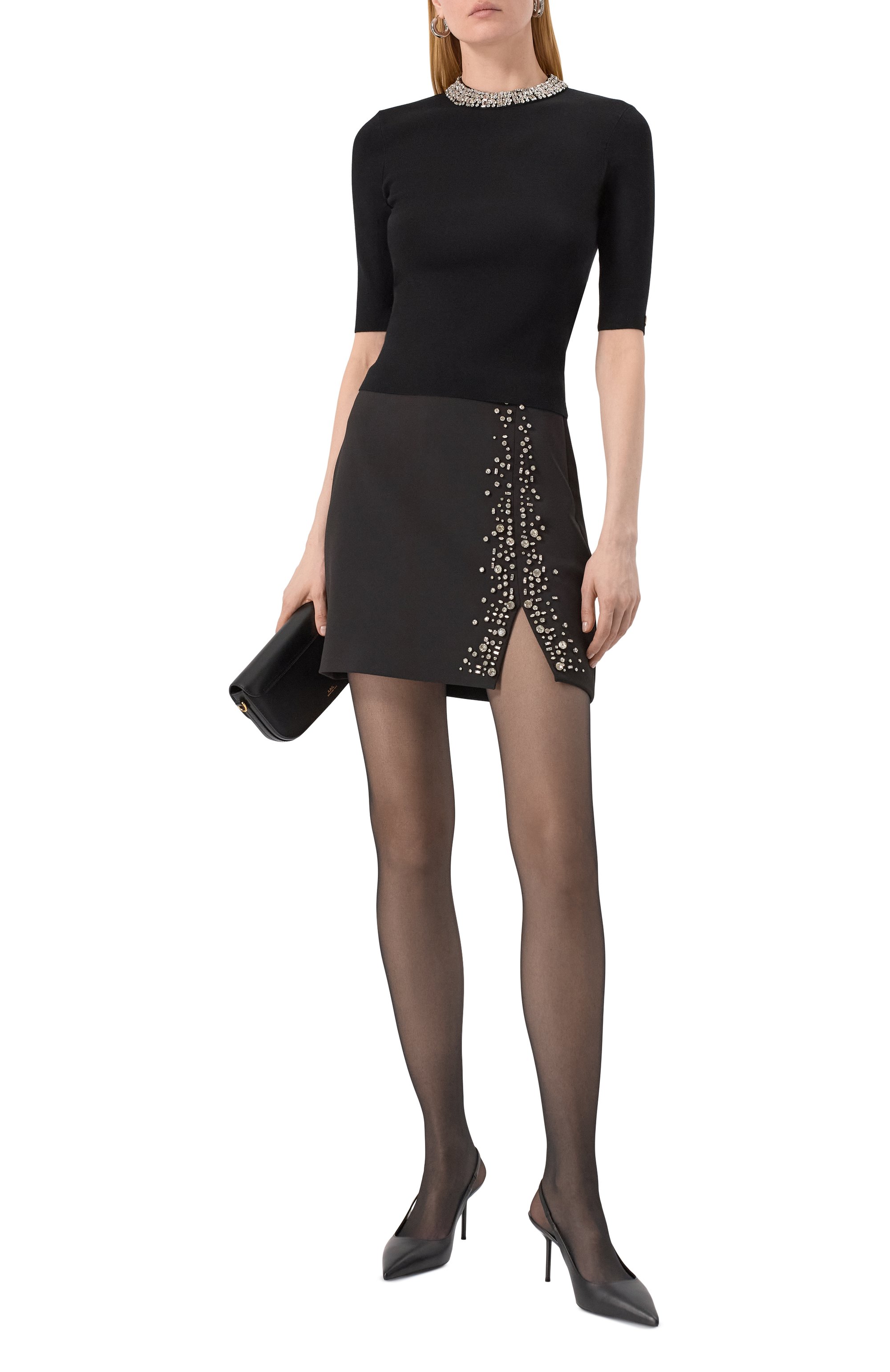 Юбка с отделкой стразами LIU JO черного цвета по цене 36490 руб., арт. CA5084T2527, фото 2 Юбка с отделкой стразами LIU JO, арт. CA5084T2527, фото 2