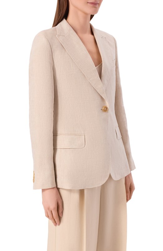 Льняной жакет Weekend Max Mara WKDNALUT Бежевый  WKDNALUT Фото 3