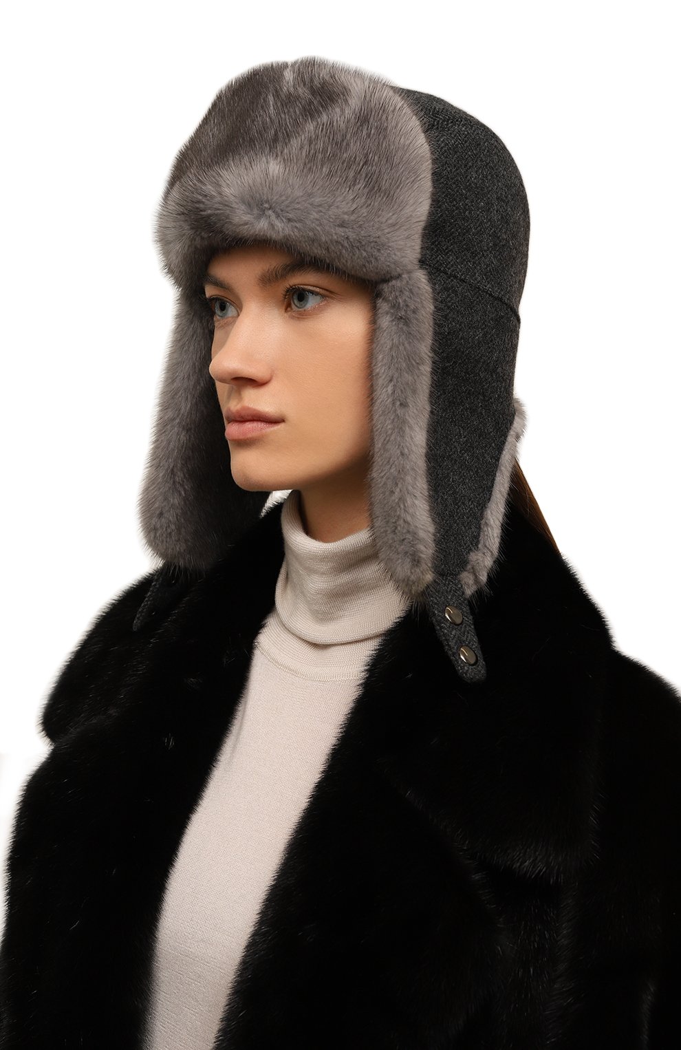 Шерстяная шапка-ушанка с мехом норки VICTORIA KUSENKOVA, арт. 098700644153, фото 2
