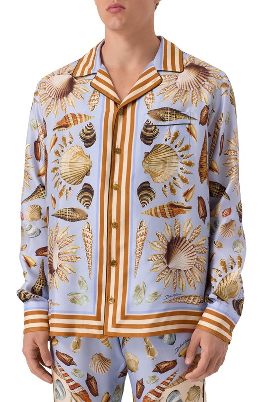 Шелковая рубашка Dolce & Gabbana G5IF1T/HI1ZB Голубой  G5IF1T/HI1ZB Фото 3