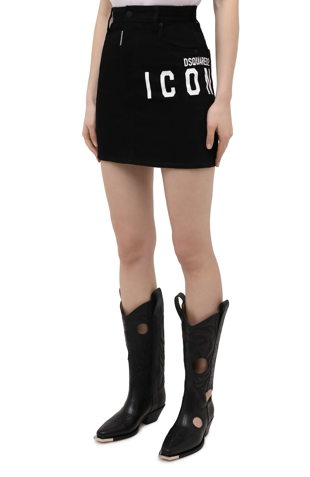 Джинсовая юбка DSQUARED2 черного цвета по цене 37750 руб., арт. S80MA0008/S30564, фото 3 Джинсовая юбка DSQUARED2, арт. S80MA0008/S30564, фото 3