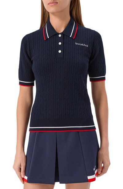 Поло из вискозы SPORTY AND RICH, арт. T0068602300BL119, фото 3