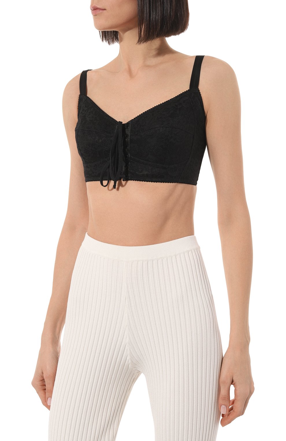 Топ DOLCE & GABBANA черного цвета по цене 59350 руб., арт. F7W64T/G9830, фото 3 Топ DOLCE & GABBANA, арт. F7W64T/G9830, фото 3