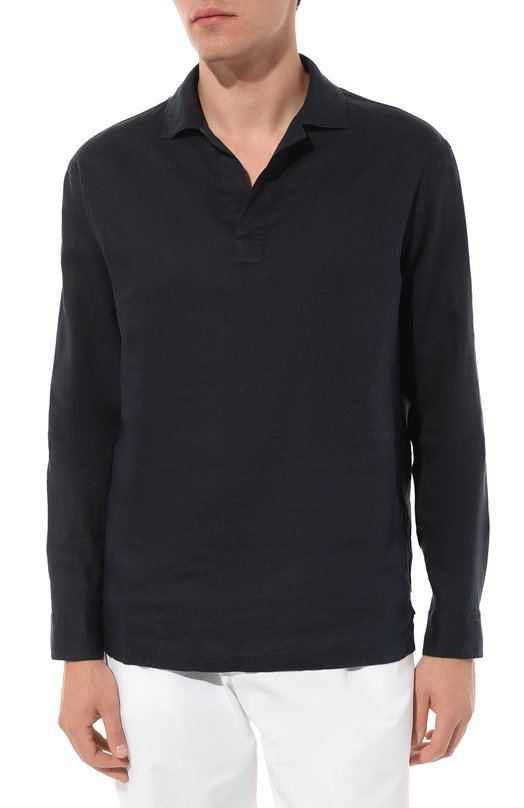 Льняная рубашка Giorgio Armani 3WGCC07H/T04D3 Синий  3WGCC07H/T04D3 Фото 3
