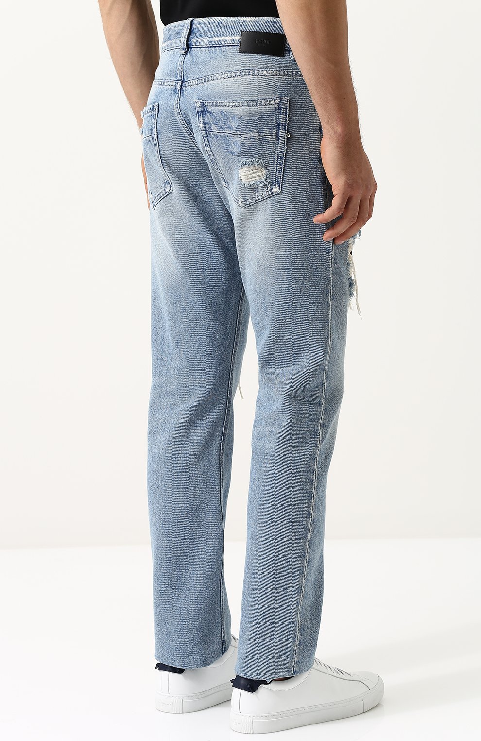 Джинсы прямого кроя с потертостями FENDI, арт. FLP202 A0X4, фото 4