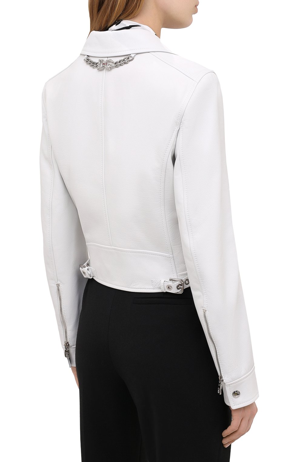 Кожаная куртка DOLCE & GABBANA белого цвета по цене 478500 руб., арт. F9H26L/HULF5, фото 4 Кожаная куртка DOLCE & GABBANA, арт. F9H26L/HULF5, фото 4