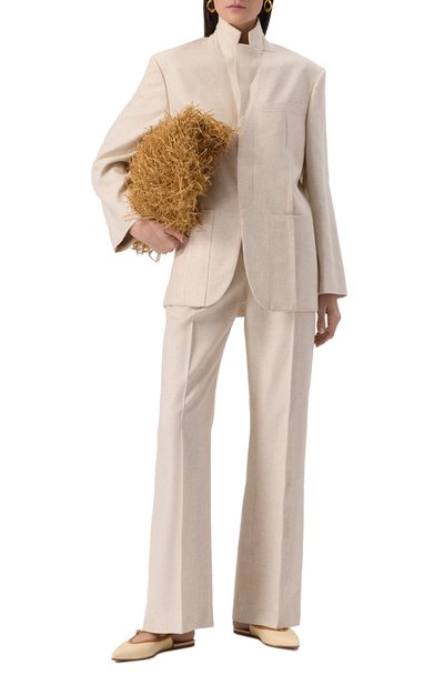 Брюки из вискозы и льна JACQUEMUS кремового цвета по цене 77850 руб., арт. 24H/243PA003-1358, фото 2 Брюки из вискозы и льна JACQUEMUS, арт. 24H/243PA003-1358, фото 2