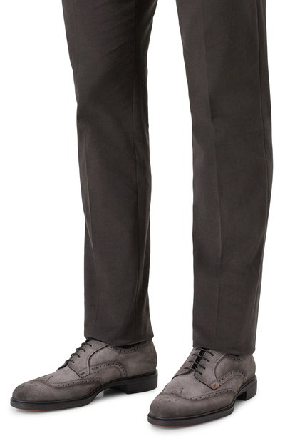 Замшевые дерби easy on SANTONI серого цвета по цене 87600 руб., арт. MGEG19033NEAXGEX, фото 3 Замшевые дерби easy on SANTONI, арт. MGEG19033NEAXGEX, фото 3