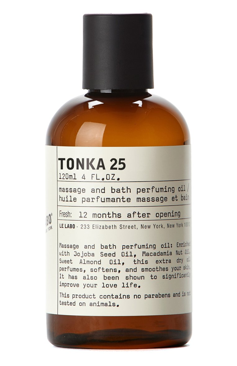 Масло для ванны и тела tonka 25 (120ml) LE LABO бесцветного цвета, арт. 842185118763 | Фото 1 (Тип продукта: Масла; Назначение: Для тела; Региональные ограничения белый список (Axapta Mercury): Не проставлено; Нос: Не проставлено; Косметика кросс-кт: Уход У; Ограничения доставки: flammable)