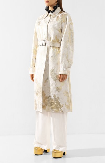 Пальто с поясом DRIES VAN NOTEN кремового цвета по цене 142000 руб., арт. 201-10231-9356, фото 3 Пальто с поясом DRIES VAN NOTEN, арт. 201-10231-9356, фото 3