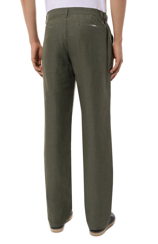 Брюки изо льна и шелка Zilli CP801BM0850VZC000 Хаки  CP801BM0850VZC000 Фото 4