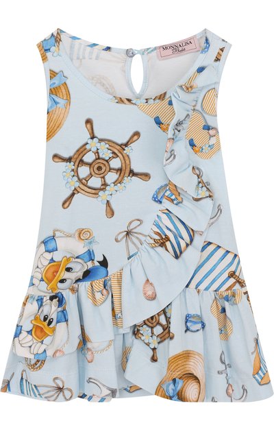 Хлопковое платье с декоративной оборкой MONNALISA, арт. 311919, фото 1