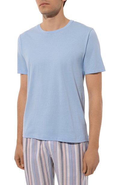 Хлопковая футболка HANRO голубого цвета по цене 9660 руб., арт. 075050, фото 3 Хлопковая футболка HANRO, арт. 075050, фото 3