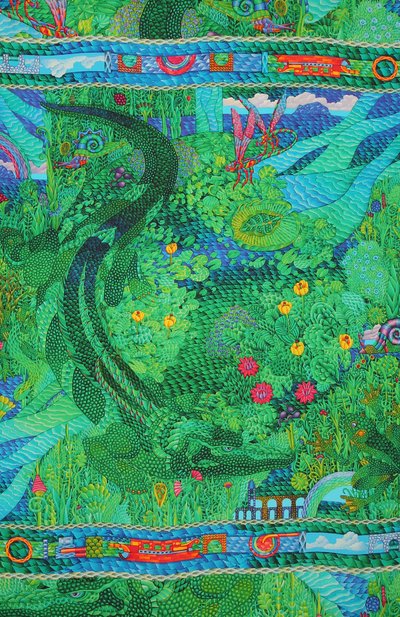 Шелковый платок nile KIRILL OVCHINNIKOV зеленого цвета по цене 35200 руб., арт. 135\NL, фото 5 Шелковый платок nile KIRILL OVCHINNIKOV, арт. 135\NL, фото 5